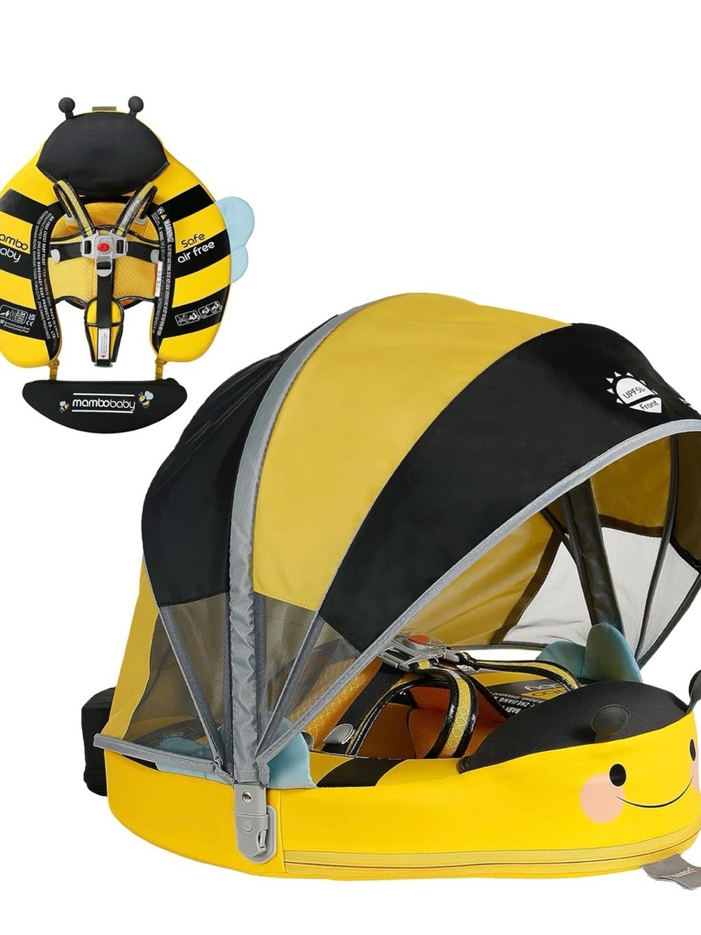 Mambobaby  baby Float with Removable canopy shade and tail pillow honey bee